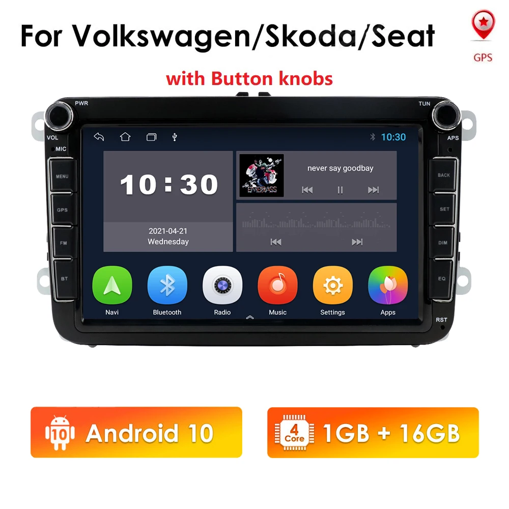 Автомагнитола с GPS-навигацией для VW/Volkswagen/Golf/Polo/Tiguan/Passat/b7/b6/leon/Skoda/Octavia Wi-Fi 2 Гб 32 ГБ 8