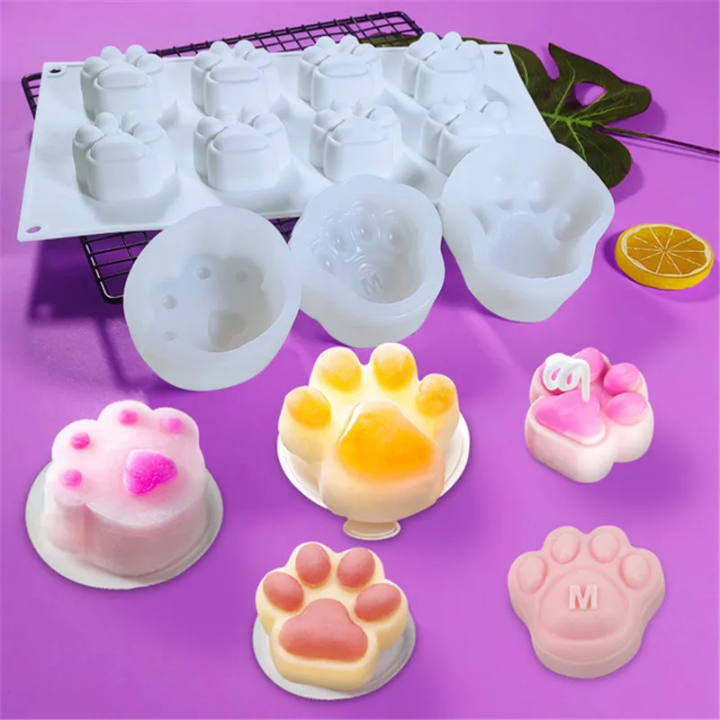 Cat Paw 3D Silicone Mold Mousse Dessert Cake Decorating Cat's Paw Making Mould Chocolate Cake Decor Mold Baking Accessories