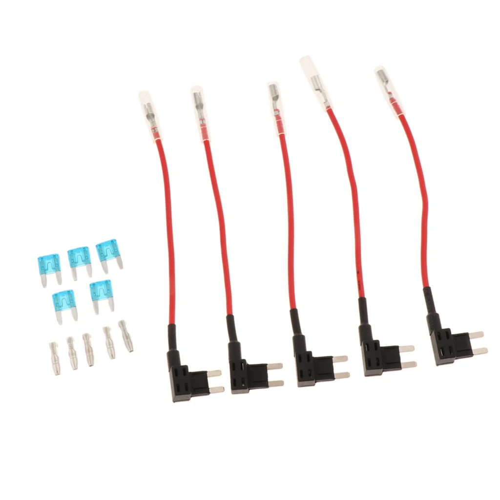 5 Pieces Car Add-A-Circuit Base Holder with 15A Small Blade Fuses 