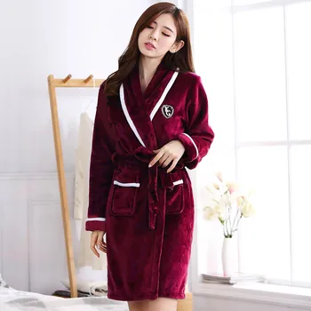 

Winter Women Flannel Robe Kimono Gown Sleepwear Thick Warm Nightwear Nightgown Casual Soft Bathrobe Intimate Lingerie Plus Size