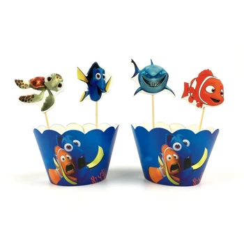

24pcs Cute Finding Nemo Cupcake Wrappers Topper Cake Decoration Boy Girls Wedding Baby Shower Kids Birthday Party Supplies