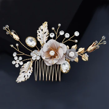 Efily Bridal Wedding Hair Accessories Crystal Flower Pearl Hair Combs for Women Bride Headpiece Party Jewelry Bridesmaid Gift 5