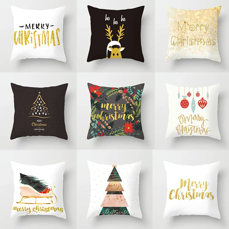 

Pillow case 45 * 45 Nordic ins Christmas series printed polyester pillowcase Square decorative pillowcase