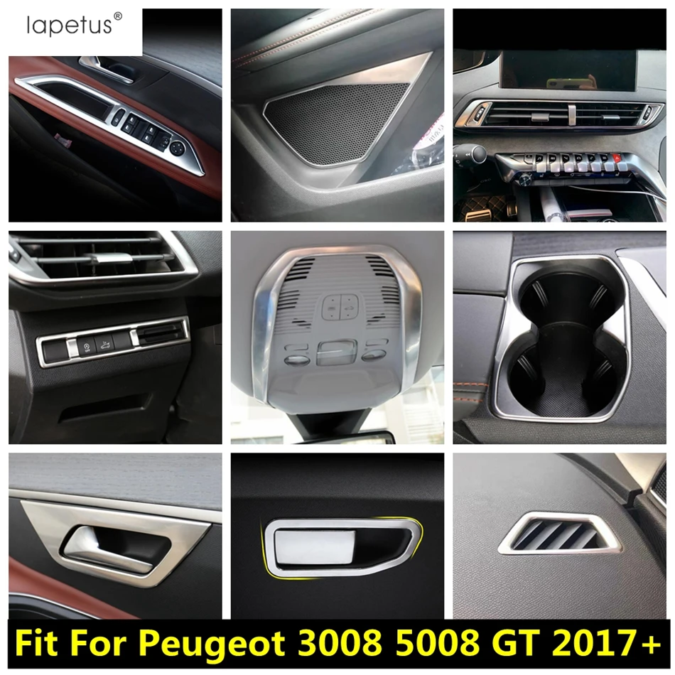 

Stainless Steel Accessories For Peugeot 3008 5008 GT 2017 - 2023 Main Drive Glove Box Handle Sequins / Handle Bowl Cover Trim