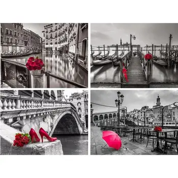 

5D DIY diamond embroidery Black and red series scenic Full Drill diamond painting cross stitch Craft Home Decor Christmas Gift