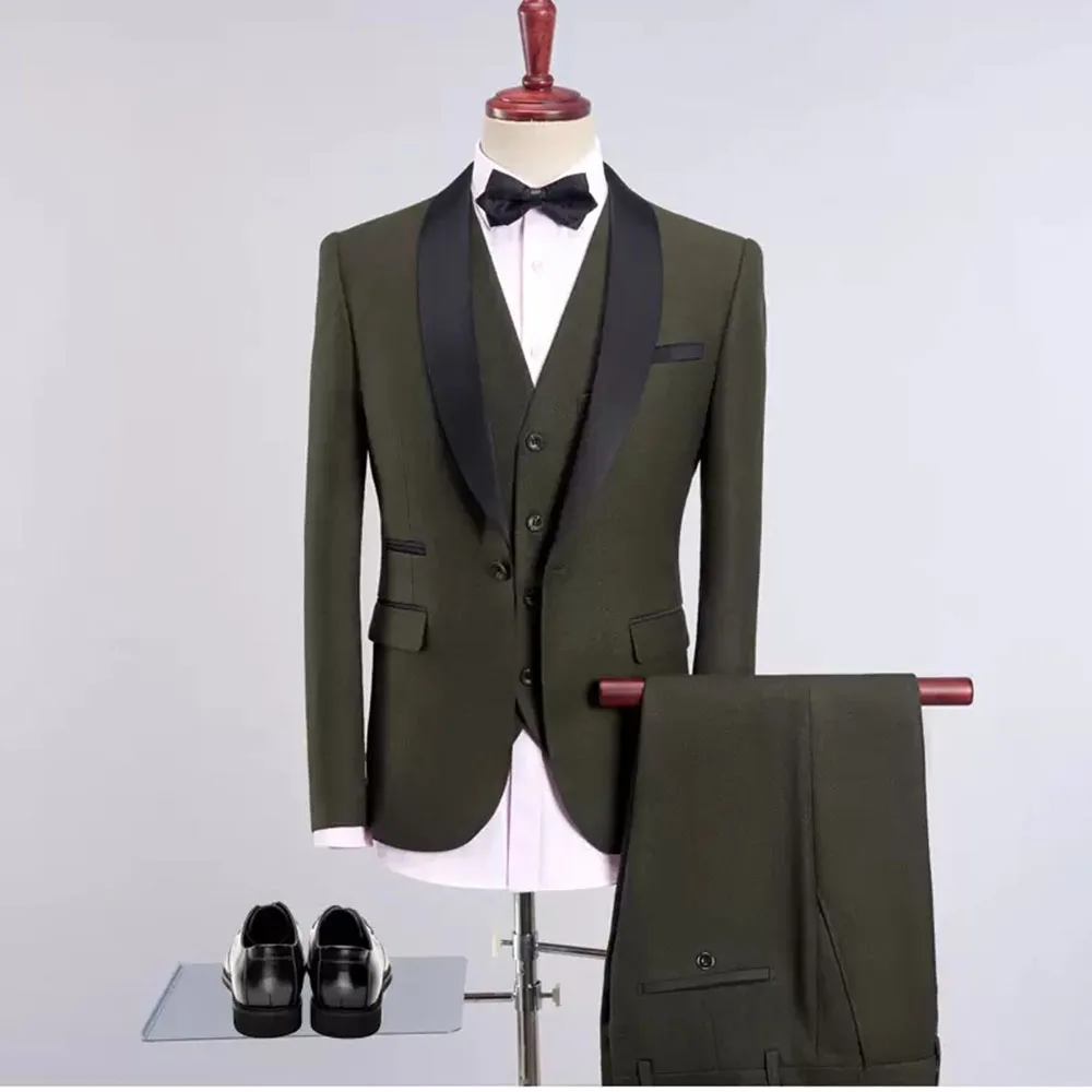 Spring/Autumn Burgundy Men Suits Slim Fit Wedding Tuxedos Groomsmen Blazer+Vest+Pants 3 Pieces Ropa De Hombre Male Clothing 2022 sport coat