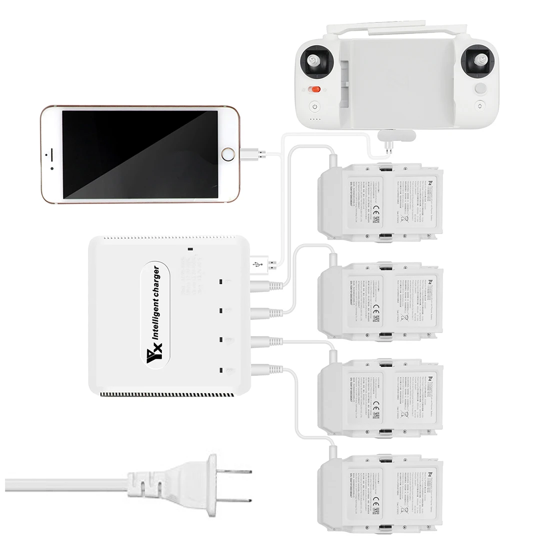  HOBBYINRC 6-in-1 Charger Drone Battery Manager for Xiaomi FIMI x8SE Aircraft - US/EU/UK Plug