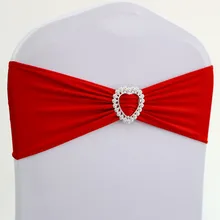 WedFavor, 100 шт, Бант на свадебный стул, галстуки, спандекс, лайкра, пояс на стул, растягивающаяся повязка на стул с пряжкой в форме сердца для банкета, свадьбы