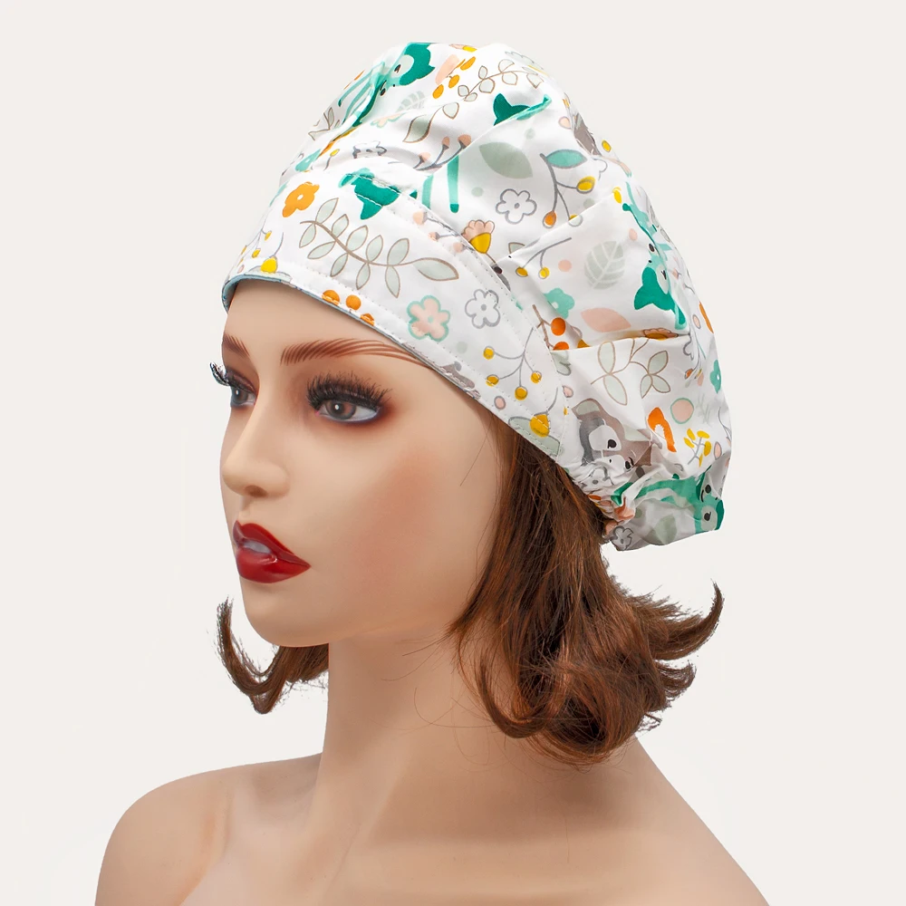 Clearance Scrub Cap Printing Working Hat Cotton Women Beautician Dust Proof Cooking Chef Caps nurse accessories