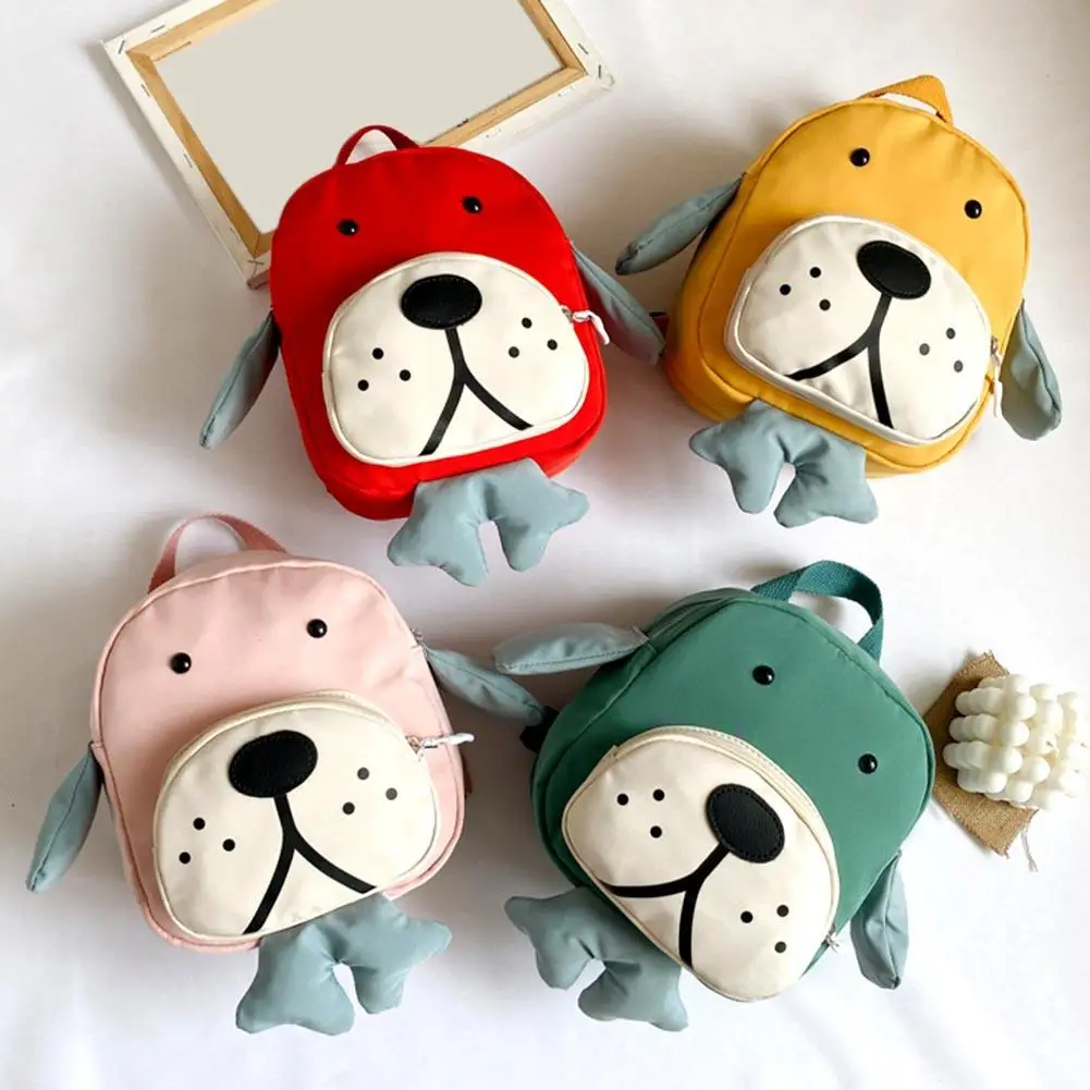 Mochila con cierre de cremallera para niños pequeños, morral escolar con forma de perro de dibujos animados