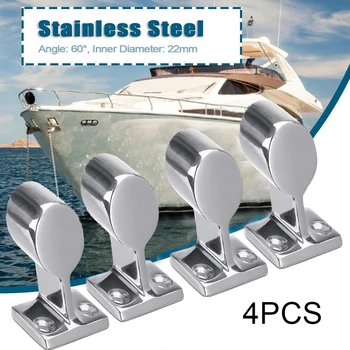 

4PCS 7/8" 316 Stainless Steel 60 Degree Boat Front Stanchion Hand Rail Fitting