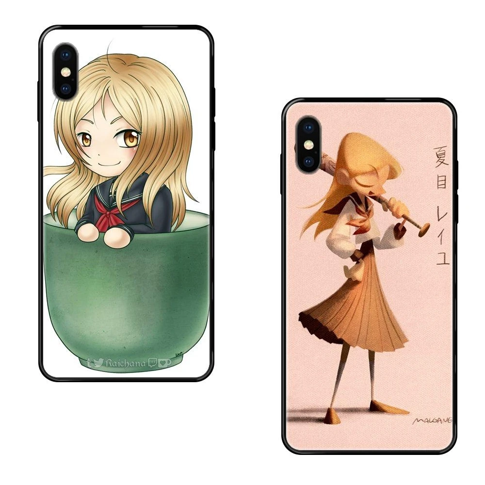 Black Soft Tpu Phone Case Cover Pretty Girl Cartoon Natsume Reiko For Huawei Honor 6A 7A 7X 8C 8X 9 9A 9I 9X 10 10I 20 20I 20S | Мобильные