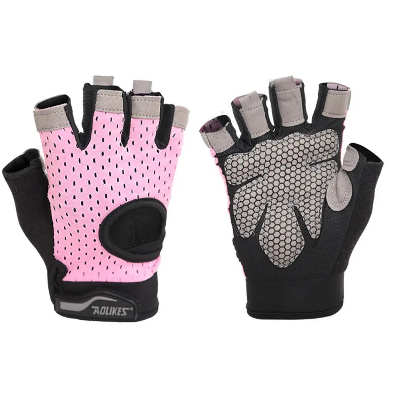 Перчатки для велоспорта с половинкой пальцев дышащие мотоциклетные MTB дорожный велосипед велосипедные походные перчатки Противоскользящий Теплый Женский Мужской Перчатки ZX00 - Цвет: Pink