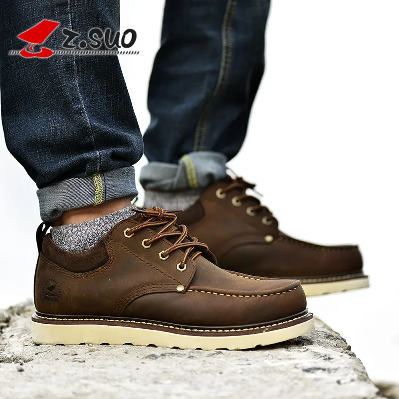 

ZS MEN'S SHOES Work Shoes MEN'S Casual Shoes England Big Head Shoes Casual Leather Shoes Men's Low Top Lace-up 16066