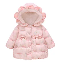 Новая детская одежда; новая зимняя одежда с хлопковой подкладкой для девочек; стеганая куртка с подсолнухами для малышей; бархатная хлопковая стеганая куртка с капюшоном