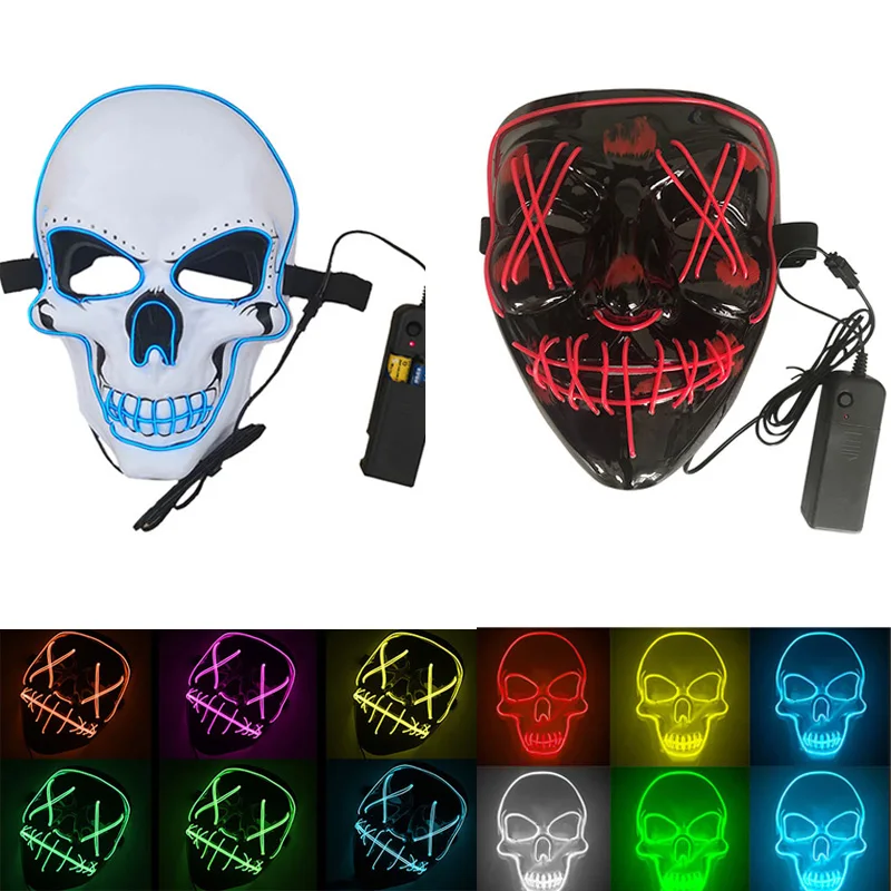 

Halloween party LED Mask Masque Masquerade Masks Cosplay Led Costume Glowing Mask EL Wire Light up Neon Maske Light for Party