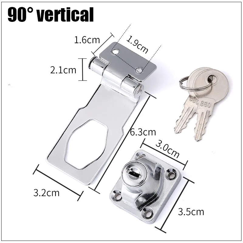 Нержавеющая сталь покрытие самоблокирующийся безопасности Засов штапельного замка шкаф навесной замок двери/Сарай/ворота/ван замок/стол/закрыть с 2 ключами - Цвет: C 90 Right angle