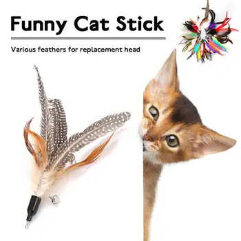 

Pet Cat Teaser Toys Feather Linen Wand Cat Catcher Teaser Stick Cat Interactive Toys Wood Rod Mouse Toy With Mini Bell TXTB1