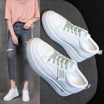 

PU White Sneakers Women's Shoes Rubber Sole Platform Shoes Woman Sneakers 2020 Chaussure Femme Flat Ladies Shoe Casual Sneaker