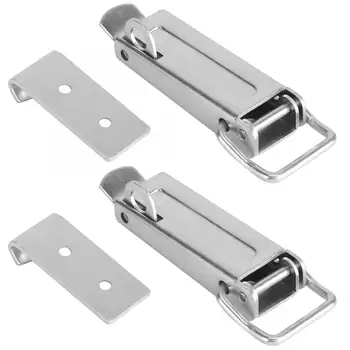 

2Pcs Catch Clasp Hasps Lock Buckle Iron White Zinc Plated Fastener Hardware Fitting Durable And Long Service Life