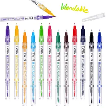

6/12/24/36 Colors Dual Tip Markers Set Water Based Brush Marker Pens Soft Tip and Fine Tip for Calligraphy Celebration Card Art