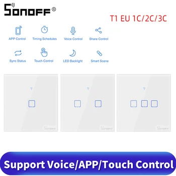 

SONOFF T1 EU TX smart switch wifi light switch With 1/2/3 Gang Smart Home Support Voice/APP/Touch Control for Alexa Google Home