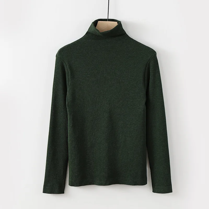 Korean Women Spring and Autumn High-neck Long-sleeved Bottoming Shirt Slim Wild Bamboo Charcoal Cotton Warm Top Bottoming Shirt