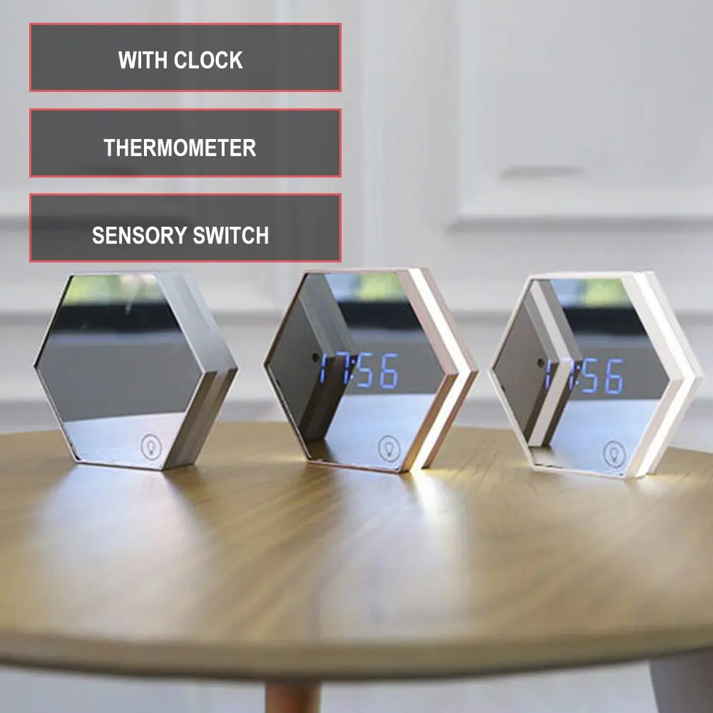 Mirror Digital Led Makeup Mirror Alarm Clock Multi-Function Charging Bedroom Decoration Fashion Electronic Alarm Clock