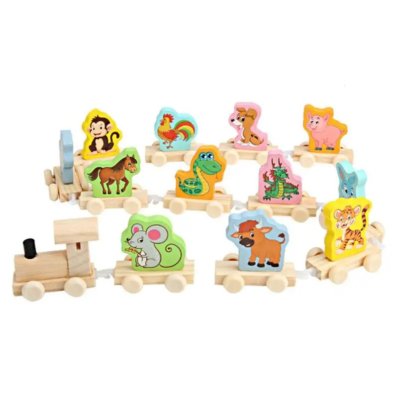 

12 Zodiac Geometry Color Baby Toys Congnitive Block Wooden Multipurpose Kids Vehicle Trailer Family Necessary Fun Toys