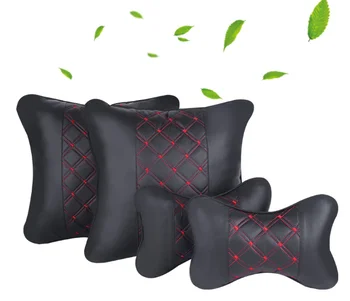 

Car head restraint,car neck waist leather head restraint,seat sleep neck pillow four-piece set,car comfort PU head restraint