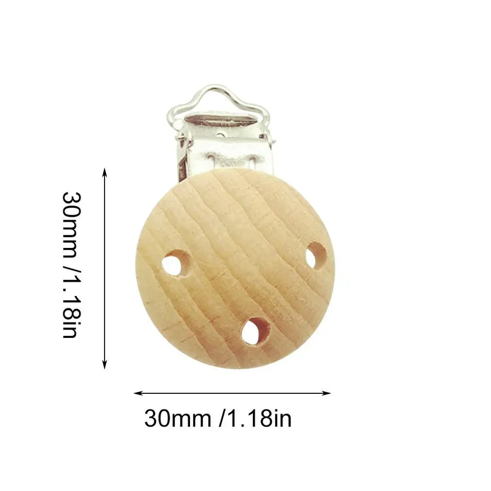 with holes 30mm Деревянная пустышка с зажимом, аксессуары для кормления, бука, соска с зажимом, жевательная для прорезывания зубов, сделай сам, пустышка с зажимом, цепочки, Детские Прорезыватели - Цвет: with holes 30mm