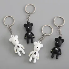 Южная Корея креативный мультяшный крутой черно-белый парный мягкий силконус с изображением медведя маленький брелок Подвеска Аксессуары для ключей Whol