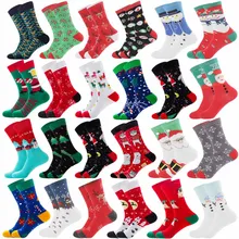 Хлопковые рождественские носки для мужчин и женщин; Новинка года; сезон осень-зима; Модные новогодние носки с изображением Санта-Клауса и рождественской елки с изображением снежного лося