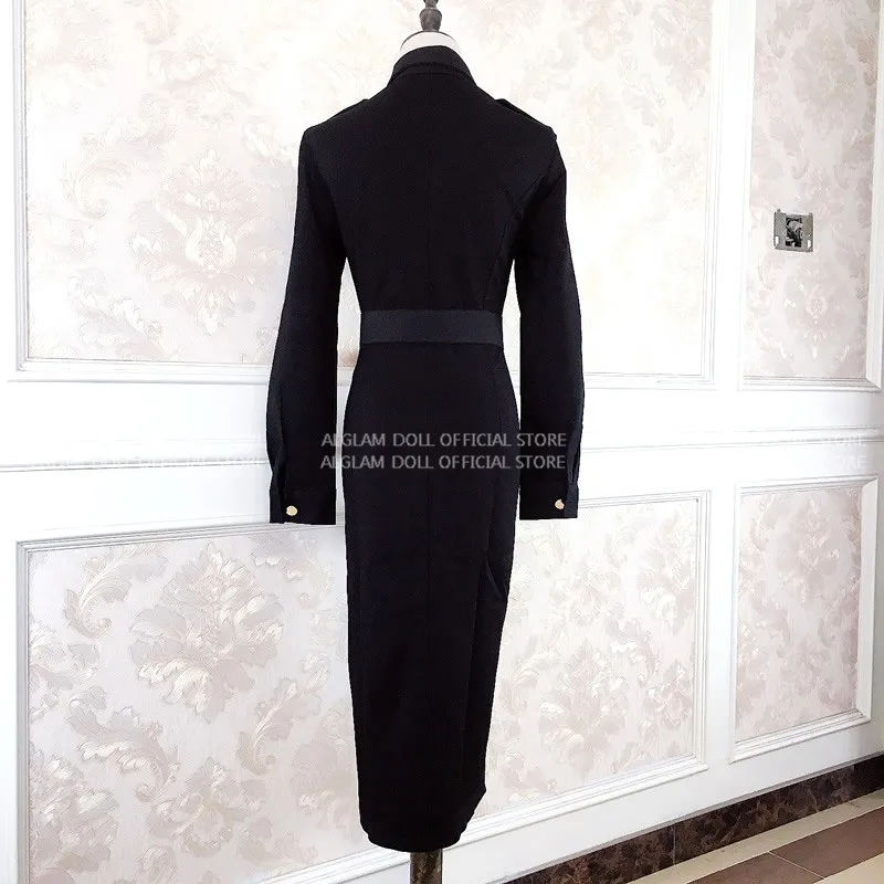 Осеннее Новое винтажное Черное женское облегающее сексуальное облегающее платье-рубашка длиной до колен с поясом для офиса и работы