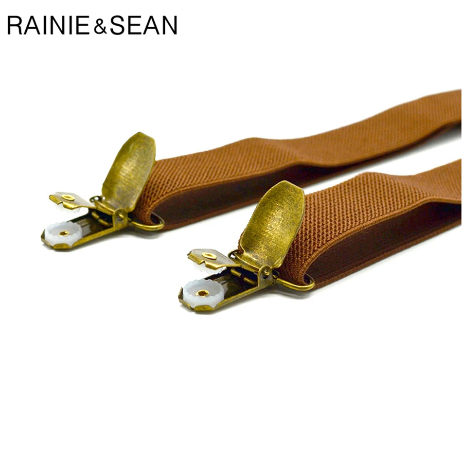 Мужской комплект RAINIE SEAN Audlt с галстуком бабочкой 4 зажима коричневые подтяжки