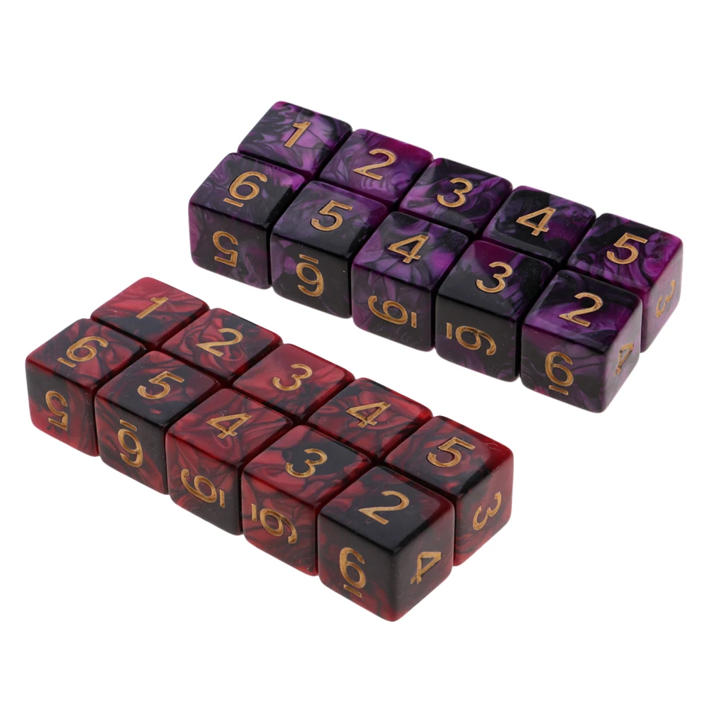 

20pcs Six Sided D6 Polyhedral Dice with Double Colors & Numbers 16mm
