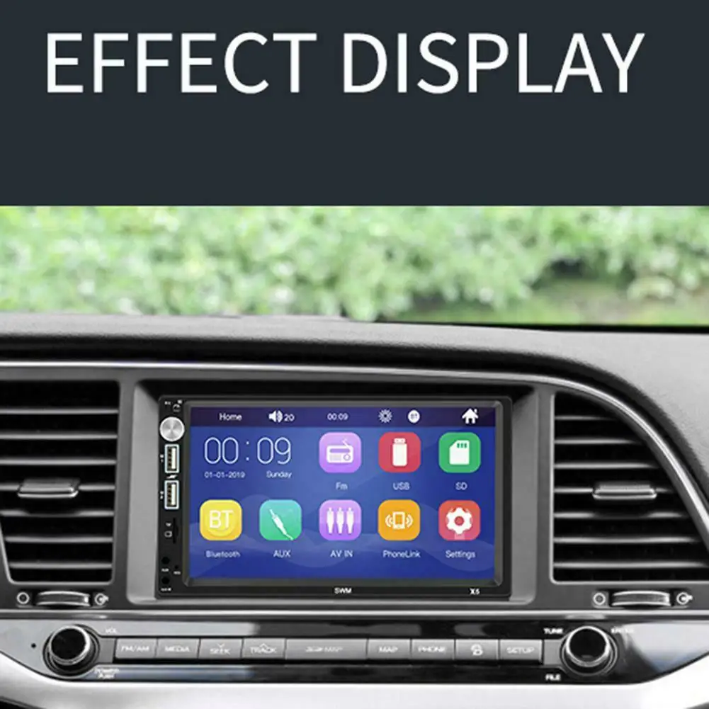 X5 Автомагнитола 2 Din Bluetooth 7 HD сенсорный экран обратное изображение с 8 светодиодный стерео автомобильный MP5 плеер AUX USB FM камера 7018B