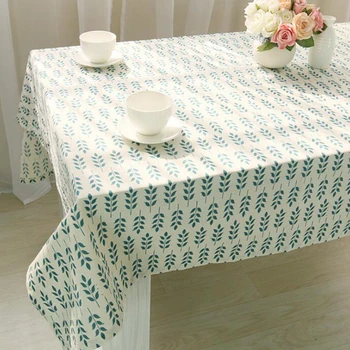 

Tablecloths Green Willow Leaf Print Party Table Cover Multifunctional Fresh Style Decoration Rectangular Cotton Line Table Cloth