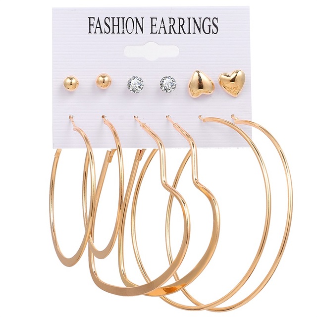 Fashion Women's Earrings Set Pearl Hoop Earrings For Women 2021 Bohemian Geometric Big Circle Gold Star Heart Earring Jewelry