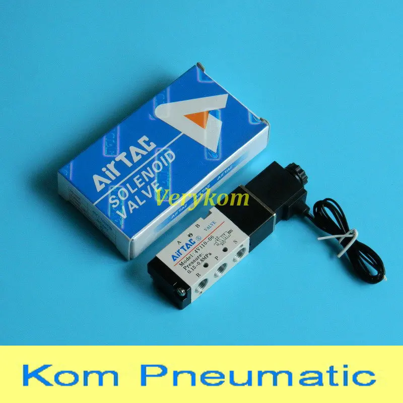 1 шт. Пневматический электромагнитный клапан 5 каналов 1/8 дюйма BSP 4V110-06 с кабельным