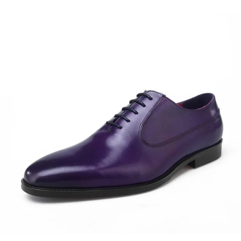 

Luxury Top Layer Cowhide Upper Grain Leather Footwear Business Formal Round Toe Lace -Up Classic Italy Style Last Men Shoes