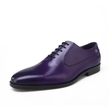 

Luxury Top Layer Cowhide Upper Grain Leather Footwear Business Formal Round Toe Lace -Up Classic Italy Style Last Men Shoes