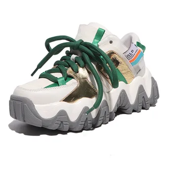 

Mobetty leather Green Colorful Wave Pattern Sneakers Women New Fashion Breathable Casual Chunky SportS Shoes Zapatillas mujer