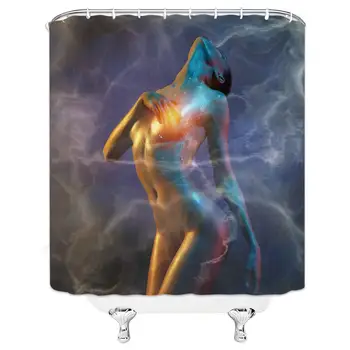 

Bathing girl sexy woman shower curtain body art female fantasy modern bathroom decoration curtain