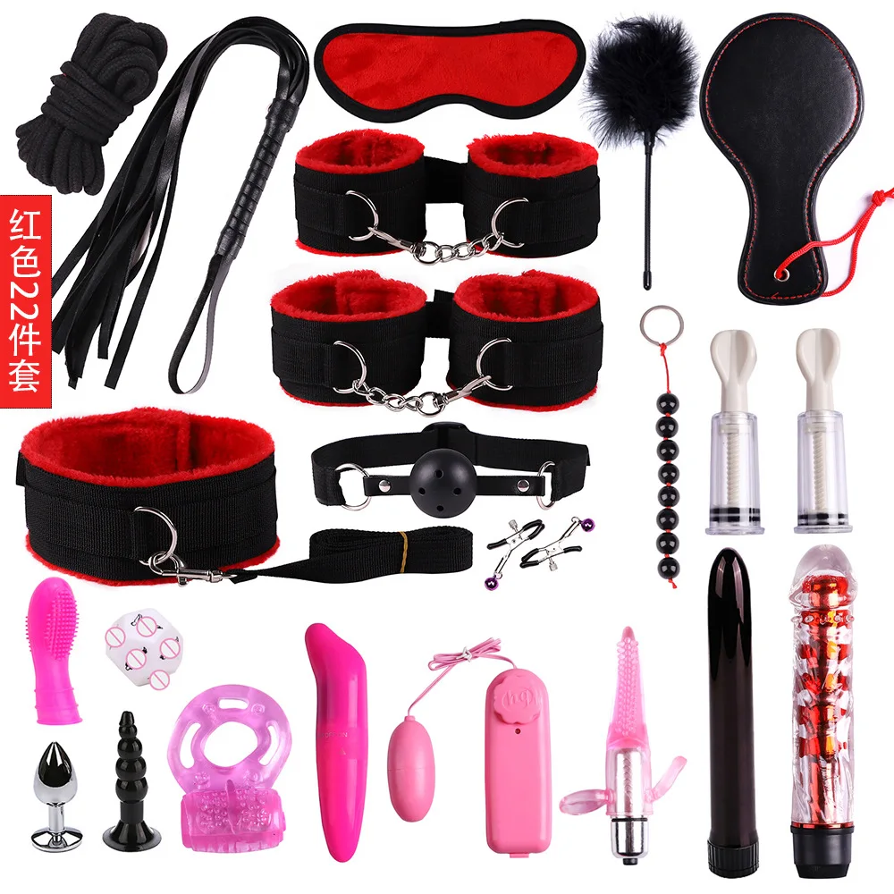 Bondage Restraints Kits BDSM Sex Handcuffs Whip Anal Plug Bullet Vibrator Erotic Sex Toy For Couples Adult Games afbeelding