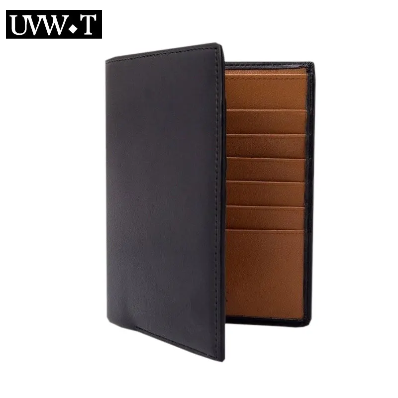 

Genuine Cow Leather Men Passport Cover Vintage Bussiness Coin Document Purse ID Bank Pass Card Holder Travel Purse Wallet