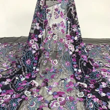 Последние цветы французские нигерийские сетчатые кружева с блестками ткань высокого качества Африканские кружева ткань вышивка свадебное платье кружева