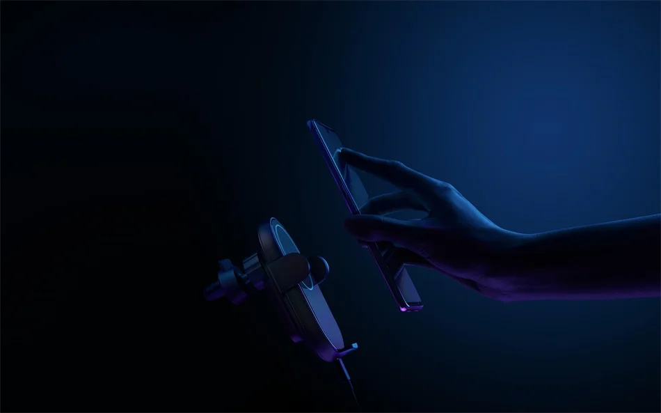 Original Xiaomi Mijia Wireless Car Charger 20W Max Electric Auto Pinch 2.5D Glass Ring Lit For Mi 9 (20W) MIX 2S  3 (10W) Qi (7)