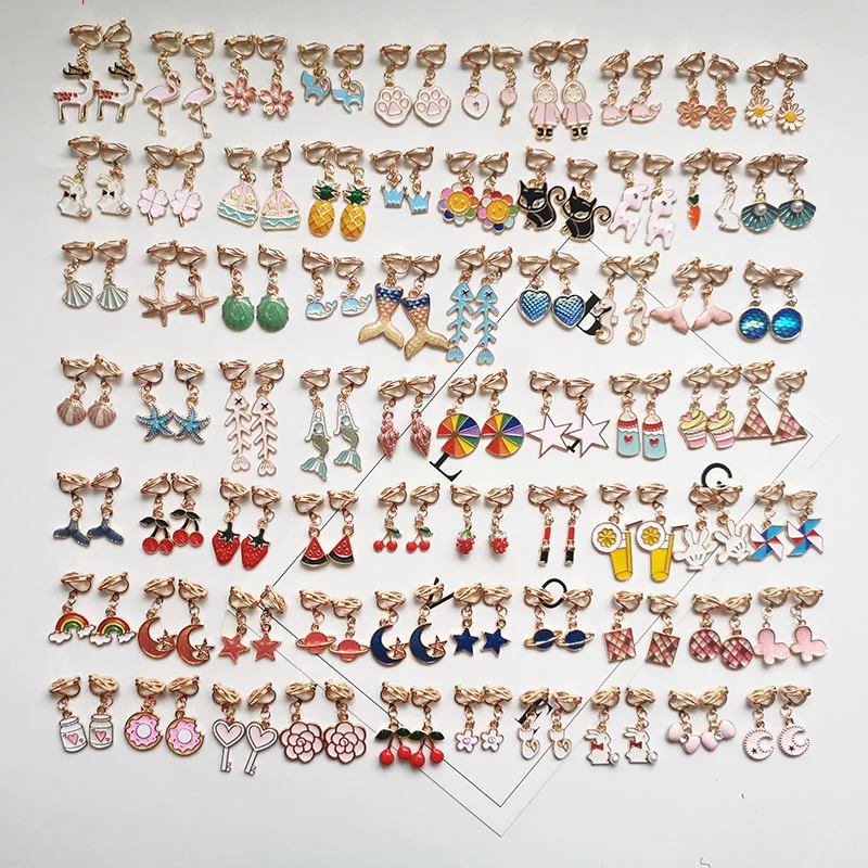 WENHQ Cute Cartoon Clip on Earrings No Pierced for Girls Kids Birthday Party Fashion Flower Cuff Earrings Korea Style Ear Clip 2