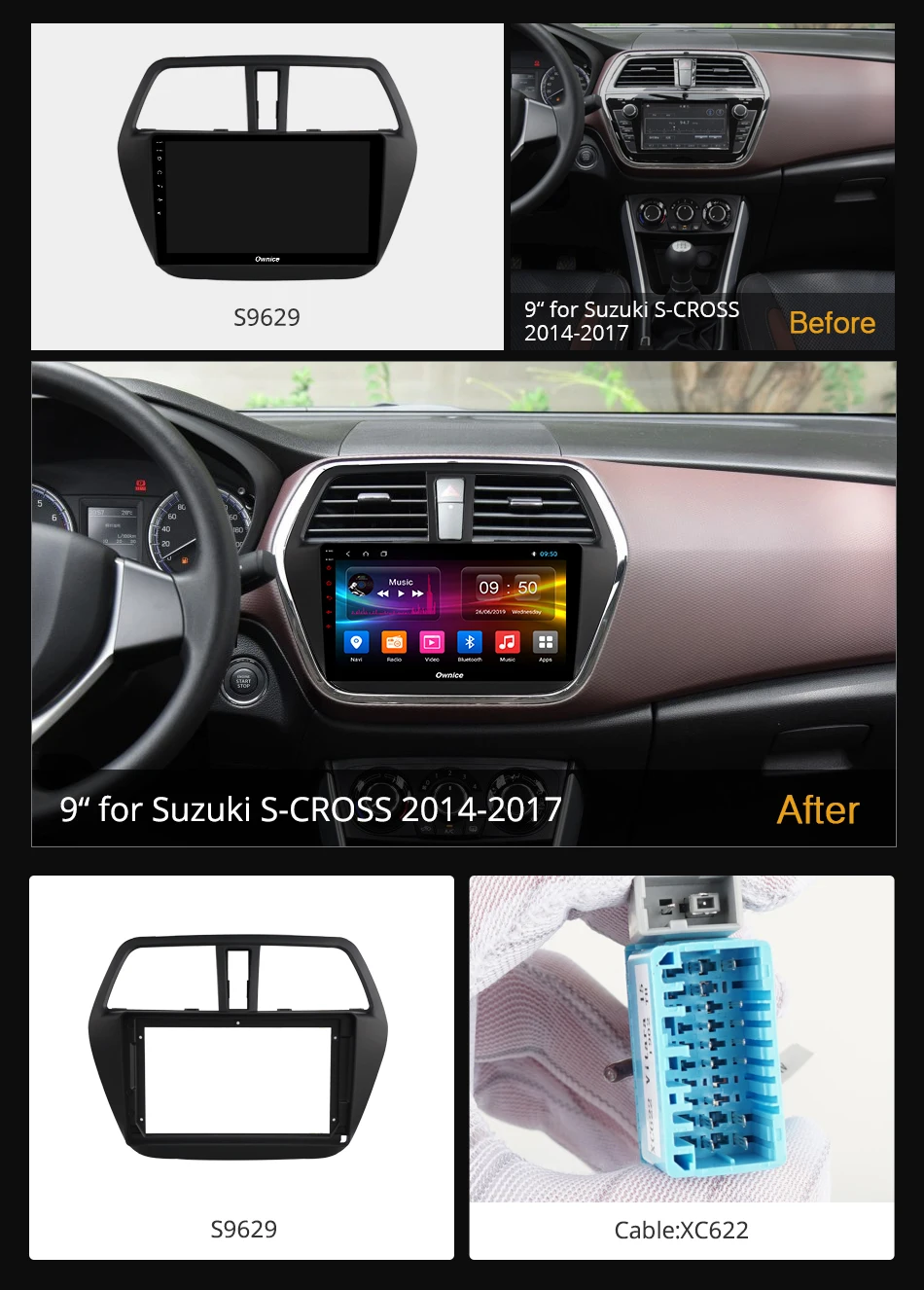 Автомагнитола Ownice Android 9 0 360 градусов DSP для Suzuki S CROSS 2014 2017 GPS навигация плеер 4G LTE